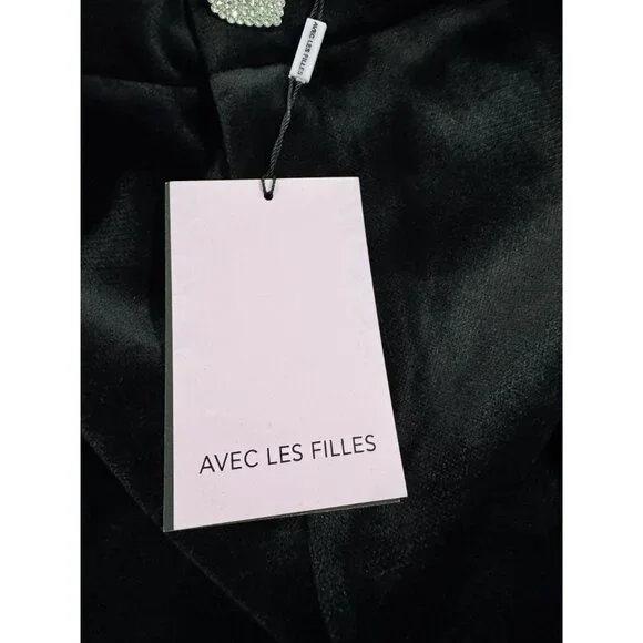 AVEC LES FILLES Women Black Velvet Dress Pants 2 - Picture 7 of 7